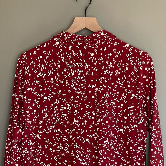 Woolovers Irregular Spot Red Jersey Print 3/4 Sleeve Shirt Size Medium Classic - Picture 10 of 16